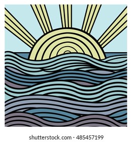 Vector hand drawn decorative abstract wave ornamental 
