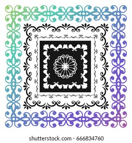 Vector hand drawn decorative elements. Set of vector decorative frames. Calligraphic borders; frames; corners and text dividers. Isolated silhouettes.Scrap-elements.