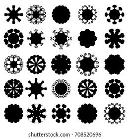 Vector hand drawn decorative elements. Collection of black banners, badges, stickers, frames, labels, stickers, stickers. Elements of the logo, tattoo. Stencil.