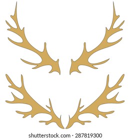 Vector hand drawn deer antlers christmas decoration design elements. Ornamental frame set.