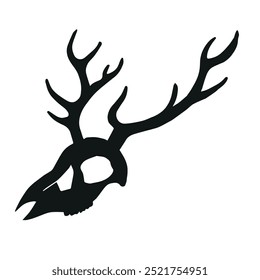 Vector hand drawn deer skull silhouette isolated on white background