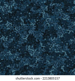 Vector hand drawn denim blue purifier fish skin seamless pattern. Indigo ornate tracery background texture for design or prints. Abstract army or hunting masking ornament textile print.