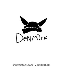 Vector Hand Drawn Denmark Label. Travel Skandinavian Illustration. Hand Writen Lettering Illustration. Danish Symbol Logo