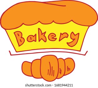 Vector hand drawn design element - logotype with pastry for bakery.