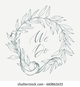 Vector of hand drawn design element and object. Vintage floral element. Wedding style