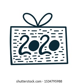 Vector Hand Drawn design for winter holidays greeting card. Christmas and New Year Background. Scandinavian style