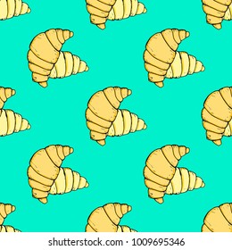 Vector hand drawn desserts seamless pattern. Sweet food trendy background for textile, wallpapers, surface design. Restaurant and cafe illustration.