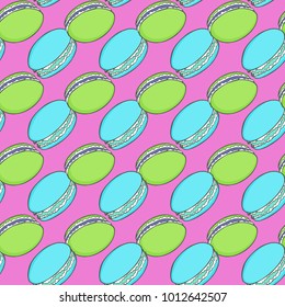 Vector hand drawn desserts seamless pattern. Sweet food trendy background for textile, wallpapers, surface design. Restaurant and cafe illustration.