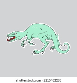 Vector hand drawn dinosaur sticker.