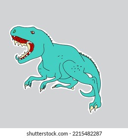 Vector hand drawn dinosaur sticker.