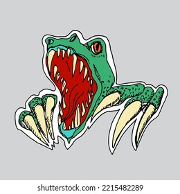 Vector hand drawn dinosaur sticker.