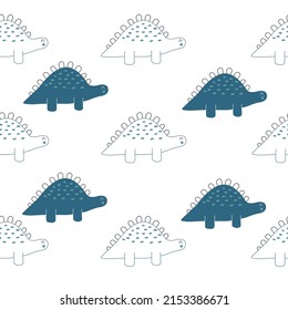 Vector hand drawn dinosaurs. Seamless pattern. Children's wallpaper. Cute dino.