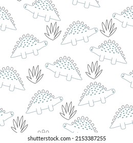 Dinosaurios dibujados a mano por vectores. Patrón sin foco. Papel tapiz infantil. Cabrón.