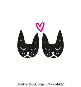 Vector hand drawn dogs. Print, illustration, elements for design and other.