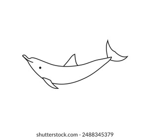 vector hand drawn dolphin outline illustration 