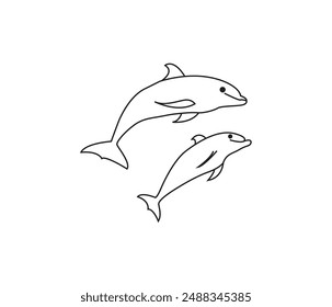 vector hand drawn dolphin outline illustration 