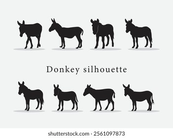  vector hand drawn donkey silhouette