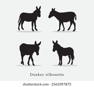  vector hand drawn donkey silhouette