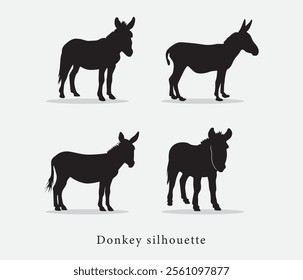  vector hand drawn donkey silhouette