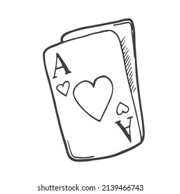 Vector hand drawn doodle Ace playing cards diamonds