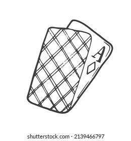 Vector hand drawn doodle Ace playing cards diamonds