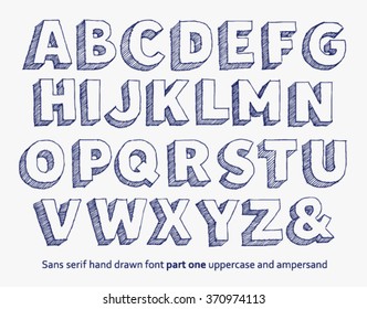 Vector Hand Drawn Doodle Alphabet Sans Serif Font Uppercase And Ampersand