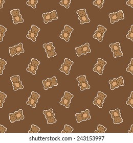 Vector hand drawn doodle bear toy seamless pattern