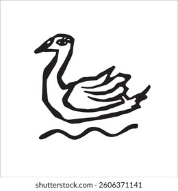 Handgezeichneter Doodle-Vogel. Schwan