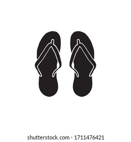 Vector hand drawn doodle black sketch beach slippers isolated on white background