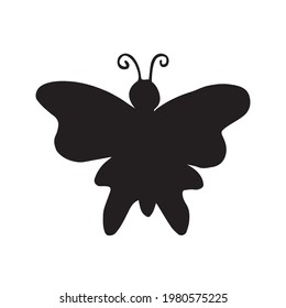 Silueta de la mosca de la mantequilla del doodle dibujada a mano del vector aislada en fondo blanco