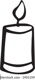 Vector hand drawn doodle candle for valentine's day cards, posters, wrapping and design.  Isolated on white backdrop. 