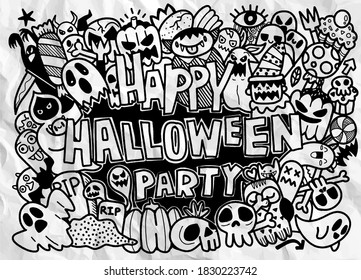 vector hand drawn Doodle cartoon collection set of funny icon about the Halloween day