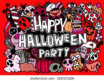 vector hand drawn Doodle cartoon collection set of funny icon about the Halloween day