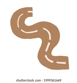 Vector hand drawn doodle childish road isolated on white background