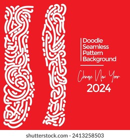 Vector hand drawn doodle chinese new year 2024 theme elements pattern abstract seamless background