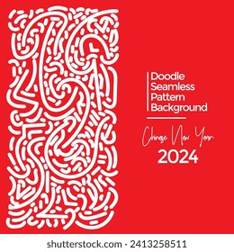 Pieza de doodle dibujado a mano chino nuevo año 2024 elementos del tema patrón abstracto fondo fluido