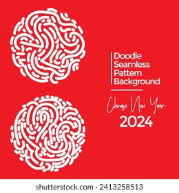 Vector hand drawn doodle chinese new year 2024 theme elements pattern abstract seamless background