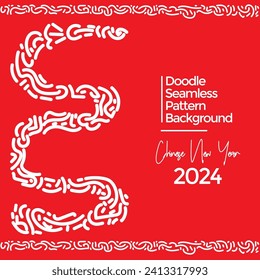 Vector hand drawn doodle chinese new year 2024 theme elements pattern abstract background
