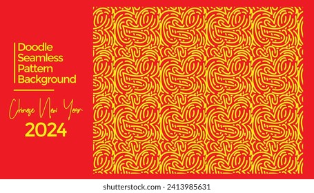 Vector hand drawn doodle chinese new year 2024 theme elements pattern abstract background