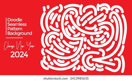 Vector hand drawn doodle chinese new year 2024 theme elements pattern abstract background