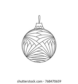 Vector hand drawn doodle Christmas ball toy. Christmas coloring page book 