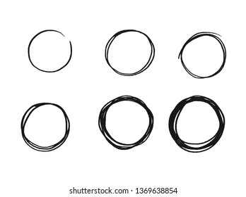 Vector hand drawn doodle circles. Modern scribble elements for logo design. Sketch doodle style
