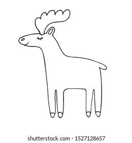 Vector hand drawn doodle deer moose isolated on white background