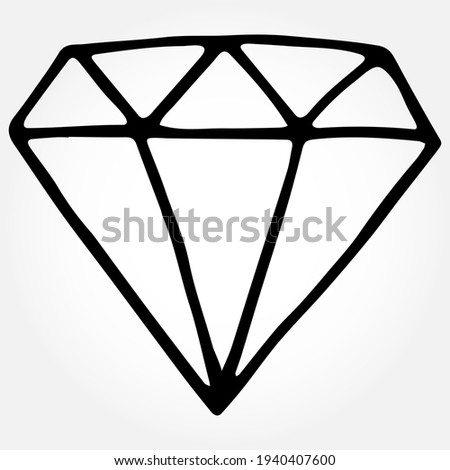 Vector hand drawn doodle diamond. Isolated illustration