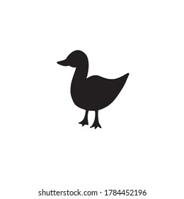 Vector hand drawn doodle duck silhouette isolated on white background