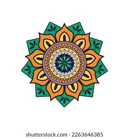 Vector hand drawn doodle. Ethnic mandala with colorful ornament. Bright colors. Isolated. Illustration on doodle style. Mandala, Vector Mandala, floral mandala, 