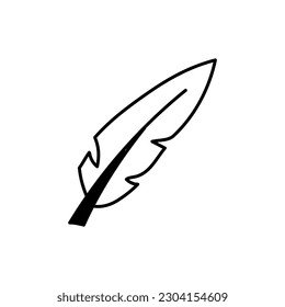 Vector hand drawn doodle feather isolated on white background. Cute minimalistic feather, decorative element.
