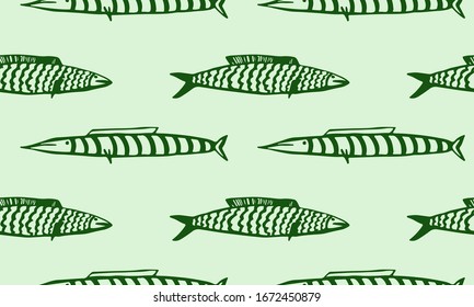 Vector hand drawn doodle fish icon. Logo design template. Cute hand drawn childish linear illustration for print, web