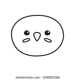 Vector hand drawn doodle flat chick face isolated on white background