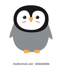 Vector hand drawn doodle flat cartoon penguin isolated on white background